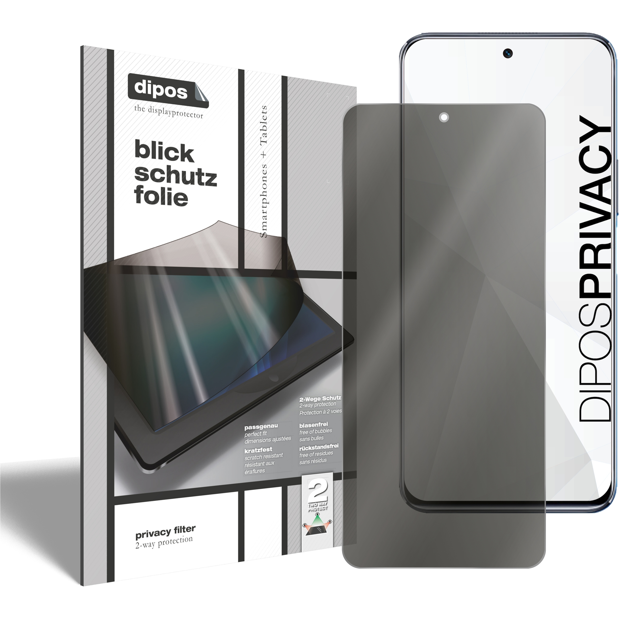 Dipos Blickschutzfolie 2-Way Anti-Shock (1 Stück, Honor Play 5T Pro), Smartphone Schutzfolie, Transparent