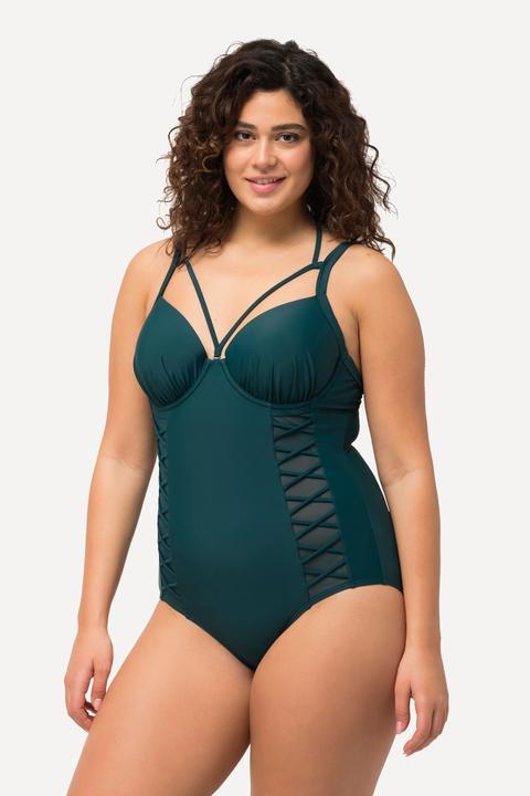Image du produit Ulla Popken Maillot de bain à nouer sur la nuque. Bonnets souples avec armatures. Matière recyclée (56)