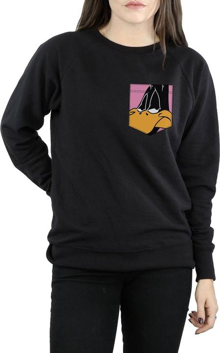 Immagine prodotto Looney Tunes Daffy Duck Face Faux Pocket Felpa Donna (M)