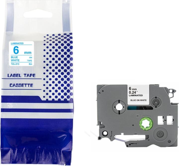 Produktbild Hermex Alternatives Etikettenband zu Brother TZe-213 Beschriftungsband (0.60 cm, Blau, Weiss)