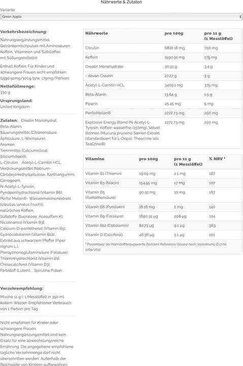 Valori nutrizionali e ingredienti Optimum Nutrition Standard d'oro (Mela, 1 x, 330 g)