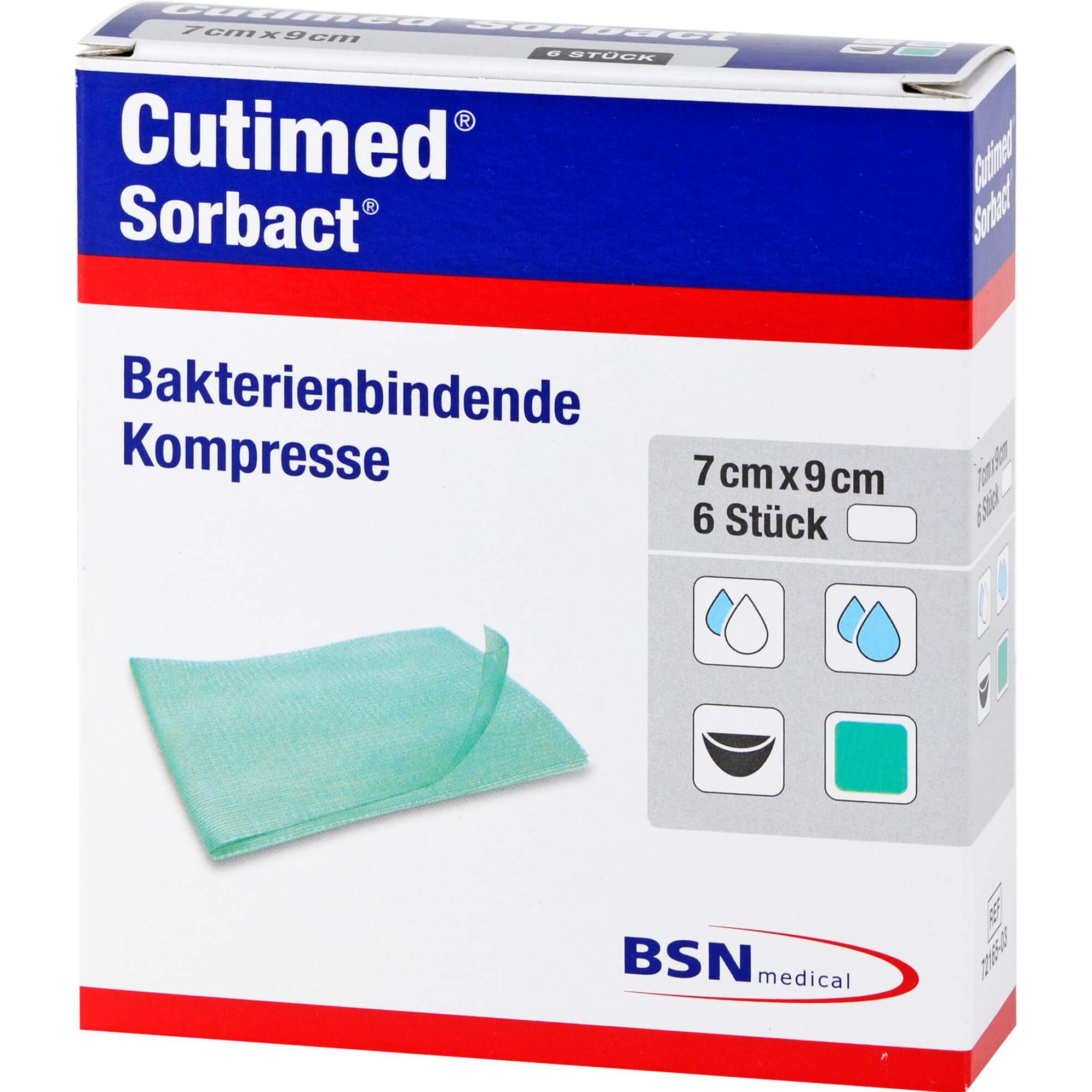 BSN, Verbandsmaterial, Cutimed Sorbact Kompressen 7x9cm, 6 St KOM