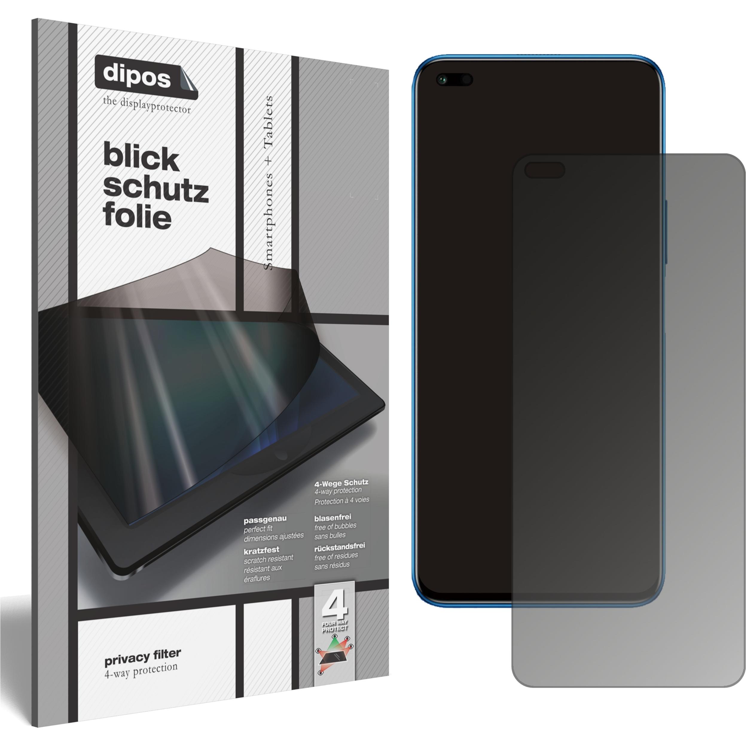 Dipos Blickschutzfolie 4-Way Privacy (1 Stück, Honor X20 5G), Smartphone Schutzfolie, Transparent