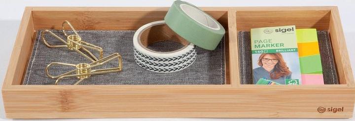 Productafbeelding Sigel Accessoirebakje Eyestyle, bamboe natuur, met twee stoffen inlays met een hoogwaardige