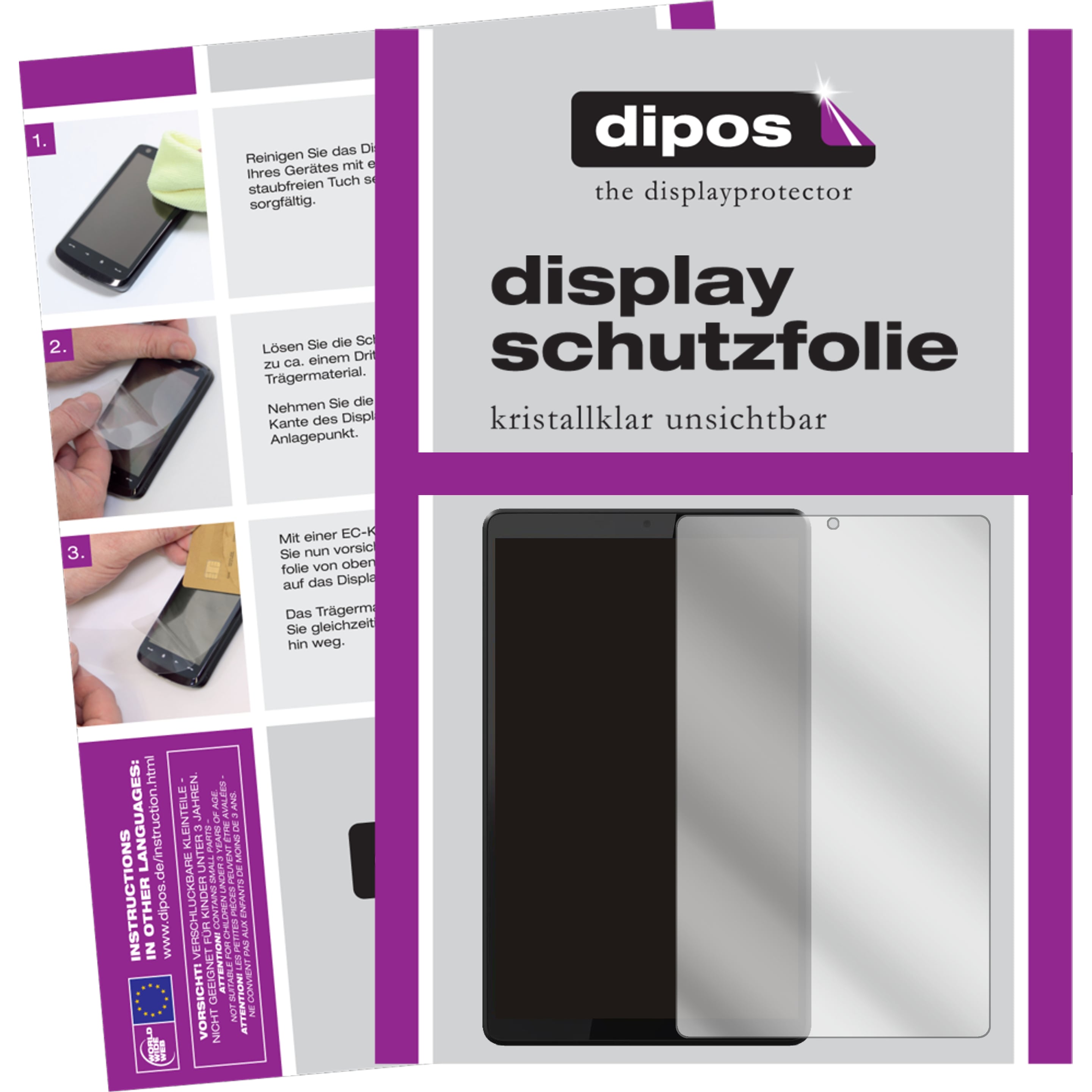 Dipos Displayschutzfolie Crystalclear (1 Stück, Smart Tab M8), Tablet Schutzfolie