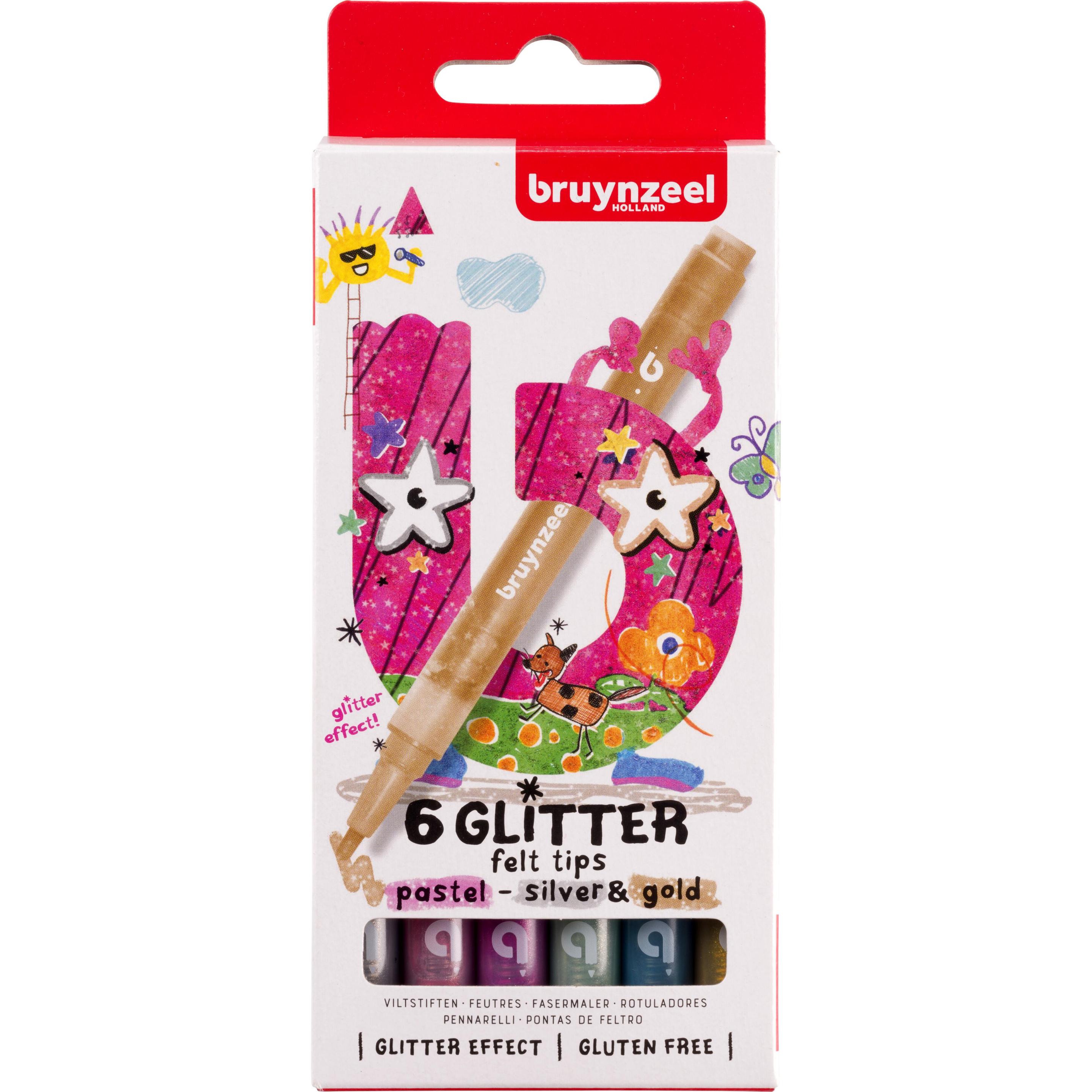Bruynzeel Glitzerfilzstifte Pastell 6 Stück (6x) (64644631)