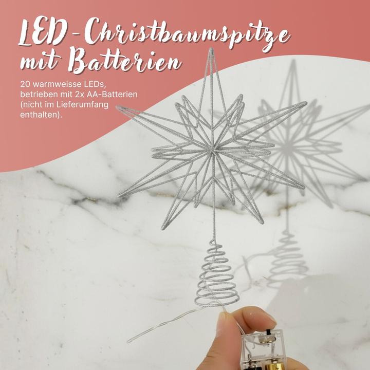 Image du produit Hermex Christbaumspitze LED-Stern Weihnachtsbaumschmuck Weihnachtsdeko (1-pièce)
