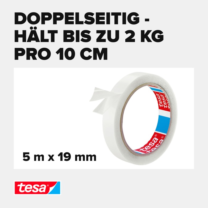 Produktbild tesa Montageband für Glas, doppelseitiges Montageklebeband (19 mm)