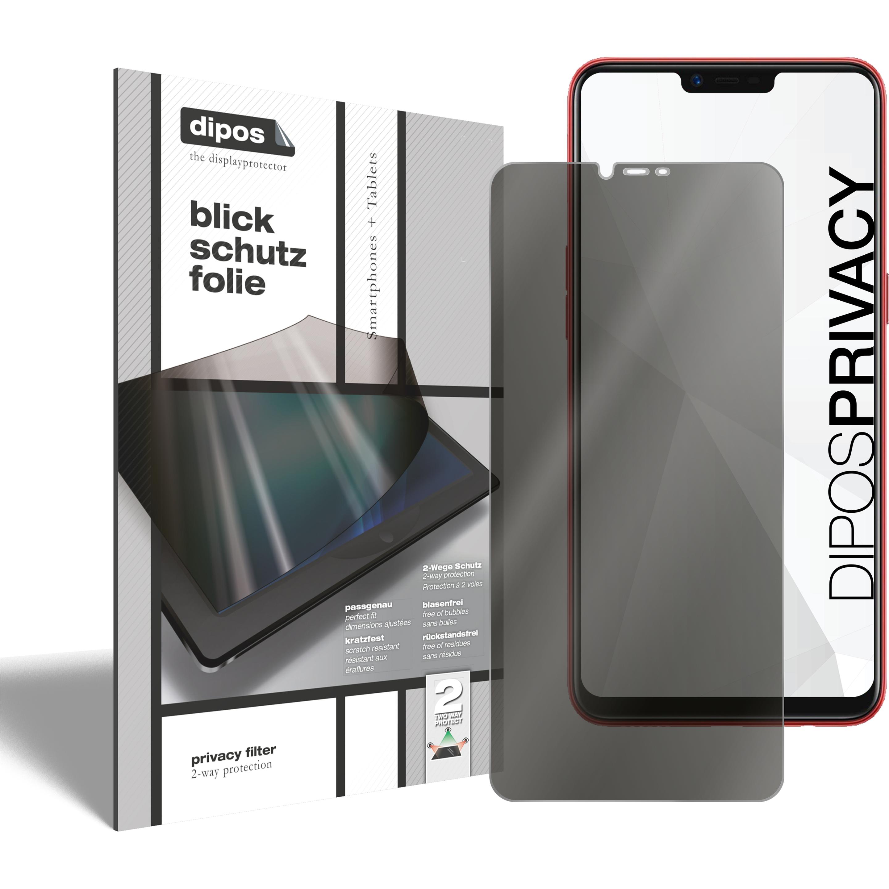 Dipos Blickschutzfolie 2-Way Anti-Shock (1 Stück, Oppo A3s), Smartphone Schutzfolie, Transparent