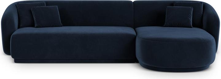 Cosmopolitan Design Velvet Right Corner Sofa, "Gomera", 4 Seats, Royal Blue, 260x155x74 Made in Europe (Corner sofa)