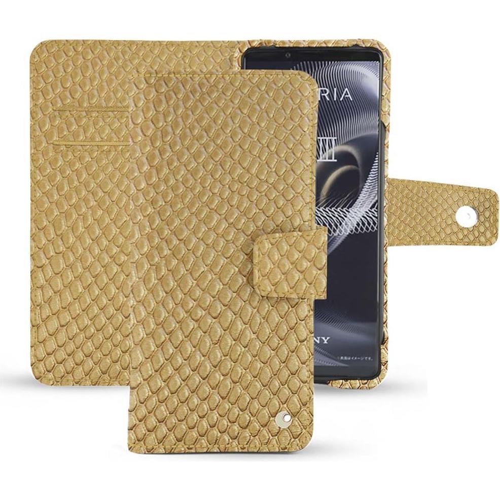 Noreve Lederschutzhülle Wallet (Sony Xperia 5 III), Smartphone Hülle, Beige