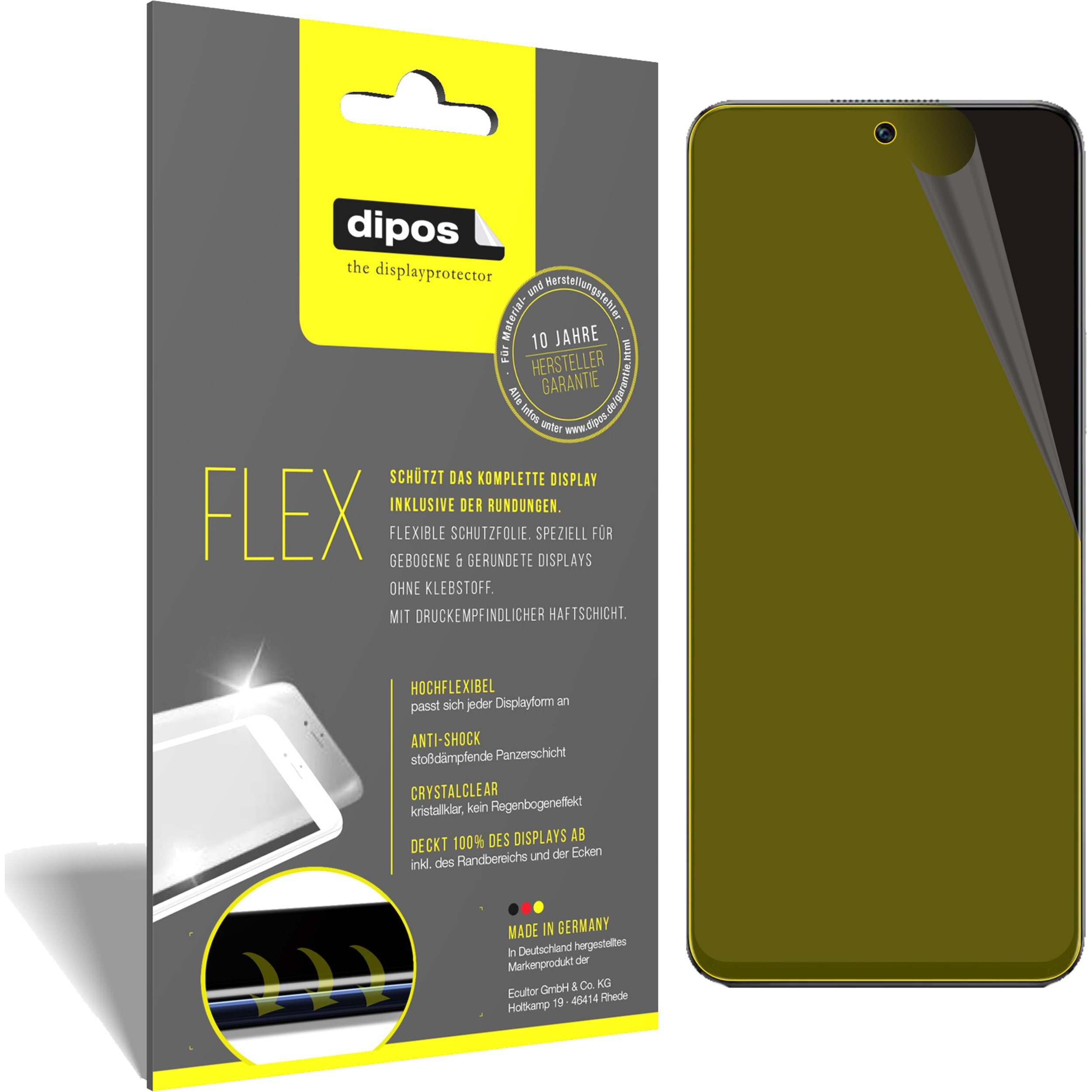 Dipos Displayschutzfolie Full-Cover 3D (2 Stück, Honor X30i), Smartphone Schutzfolie, Transparent