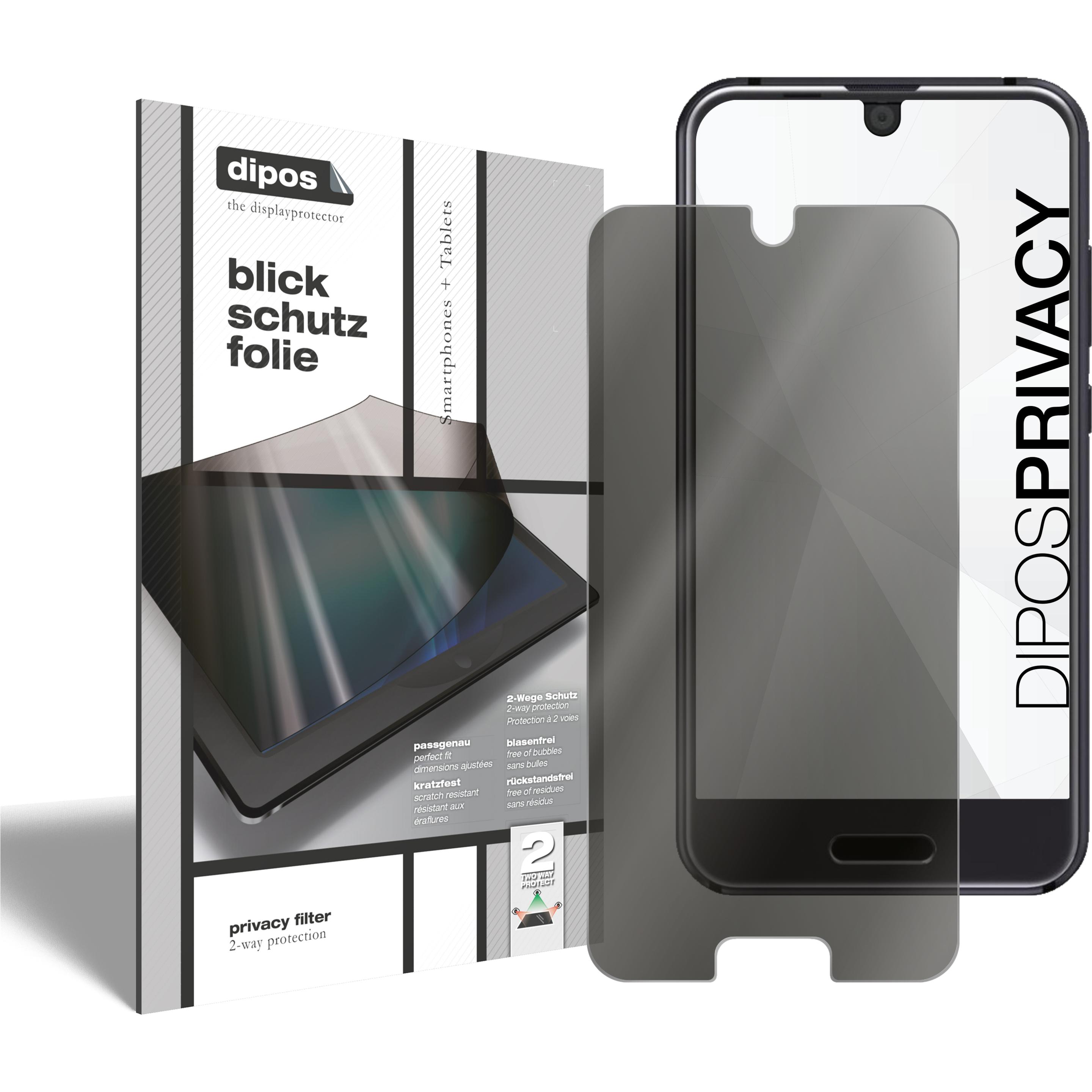 Dipos Blickschutzfolie 2-Way Anti-Shock (2 Stück, Sharp Aquos R Compact), Smartphone Schutzfolie, Transparent