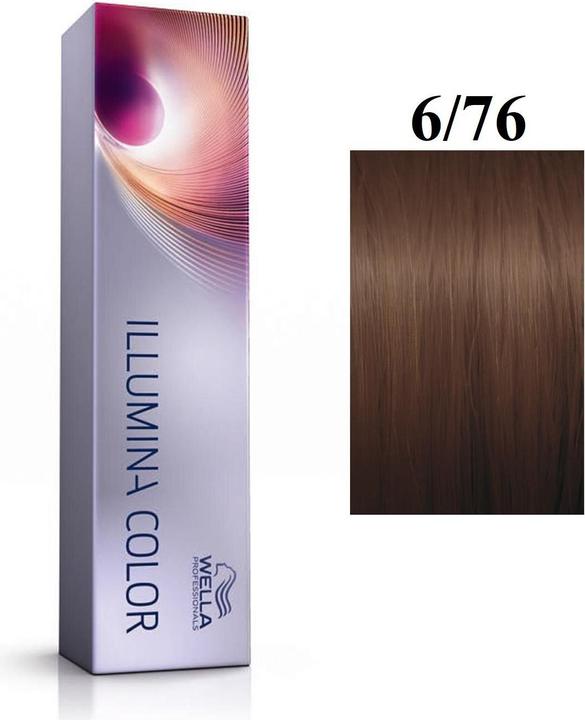 Actual product image Wella Vopsea permanenta Illumina Colour 6/76, Blond Inchis Maro Violet, 60ml (6, 76 Blonde Inchis Maro Violet)