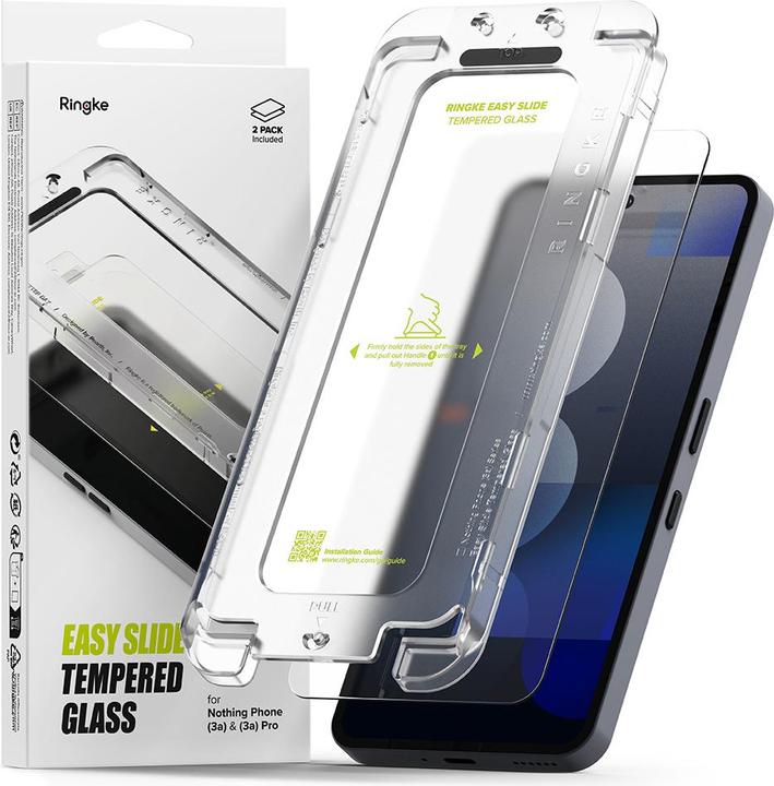 Actual product image Ringke - Easy Slide Tempered Glass (2 pack) - Nothing Phone (3a) / (3a) Pro - Clear (2 Piece, Nothing Phone (3a), Nothing Phone (3a) Pro)