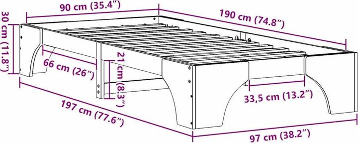 Produktbild vidaXL Bettgestell (90 x 190 cm)