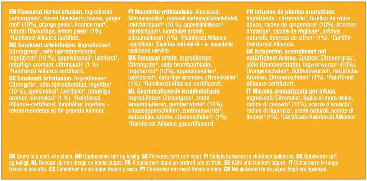 Nährwerte und Zutaten Lipton "Lemon Ginger Refresh" mit Zitrone & Ingwer (34 g)