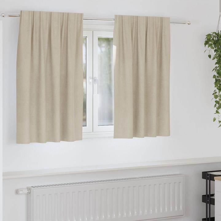 Produktbild VidaXL Verdunkelungsvorhänge mit Klettband 2 Stk. Creme Samt (140 x 140 cm)