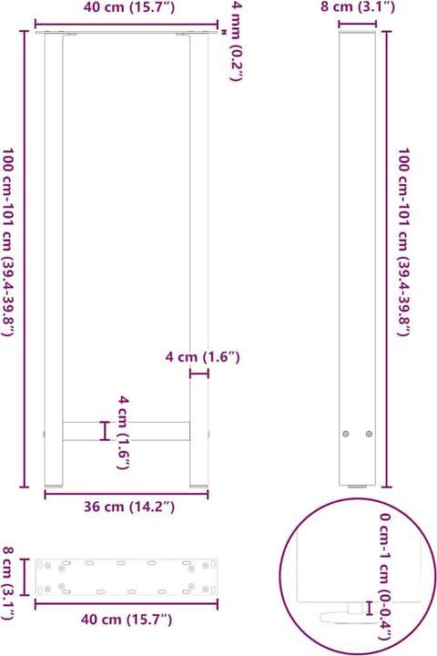 Actual product image vidaXL Bartischbein