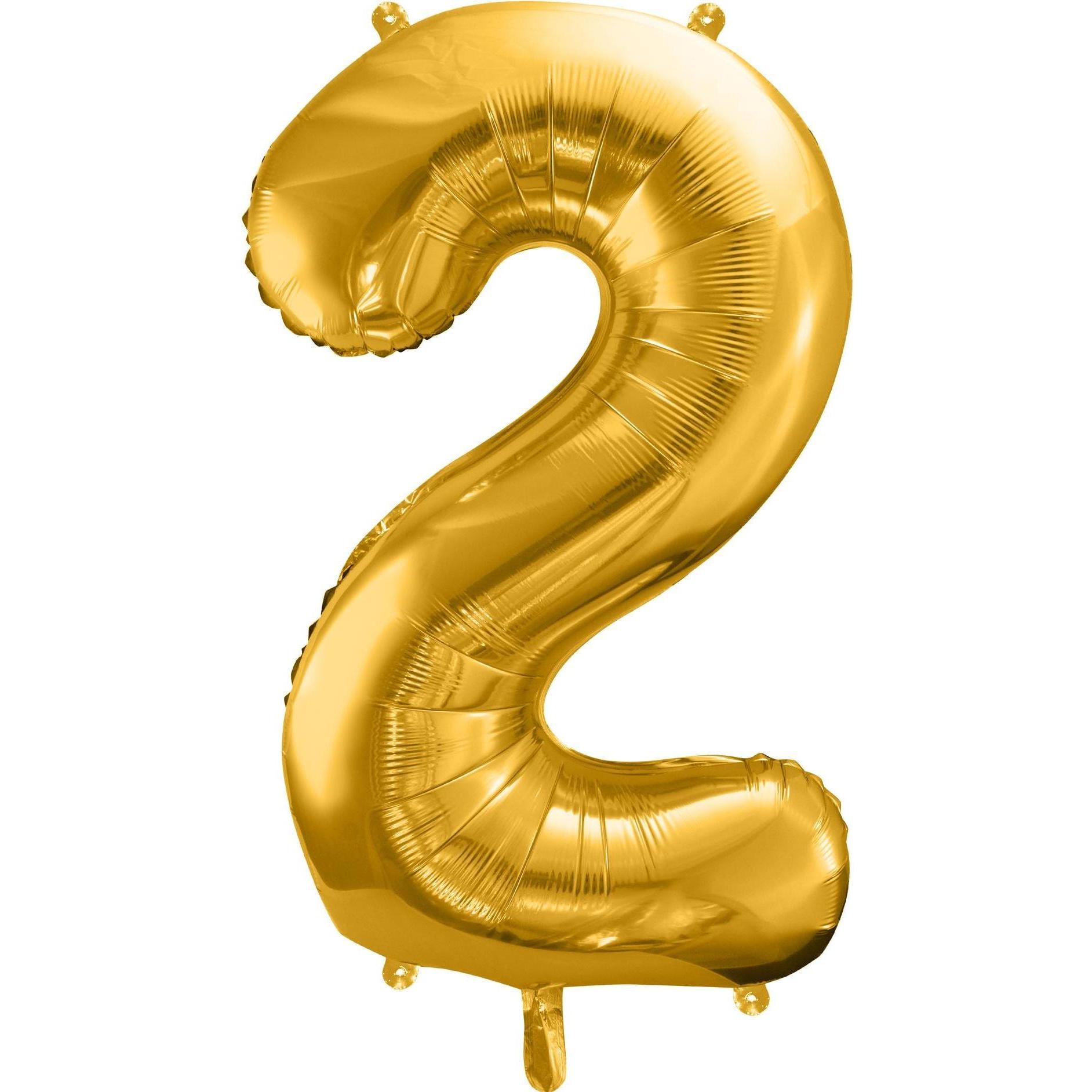 Partydeco Alu-Ball Ziffer "2" Gold