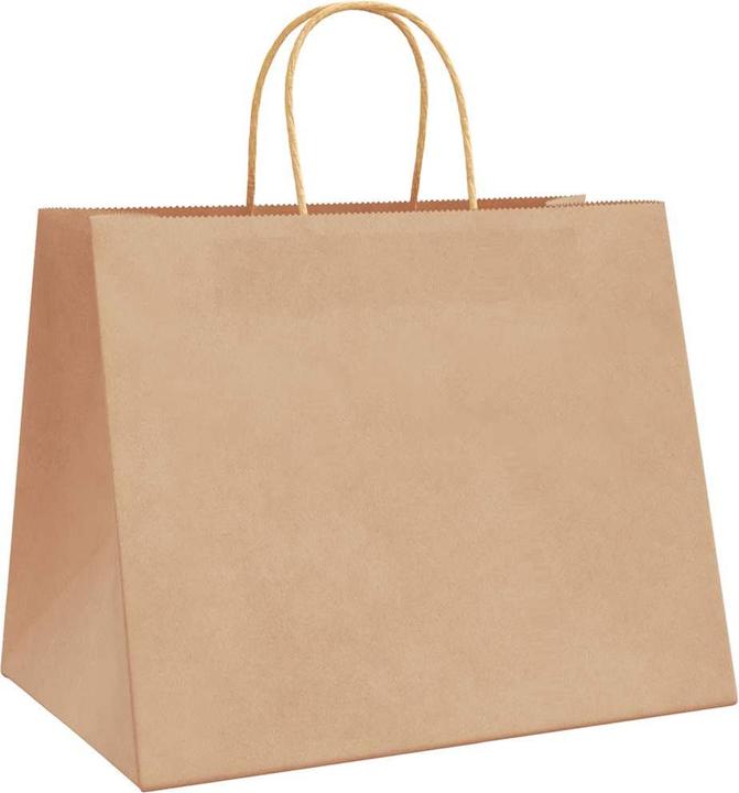 Produktbild vidaXL Kraftpapiertüten 250 Stk. mit Henkel Braun 32x22x24 cm Papiertüte (250x)