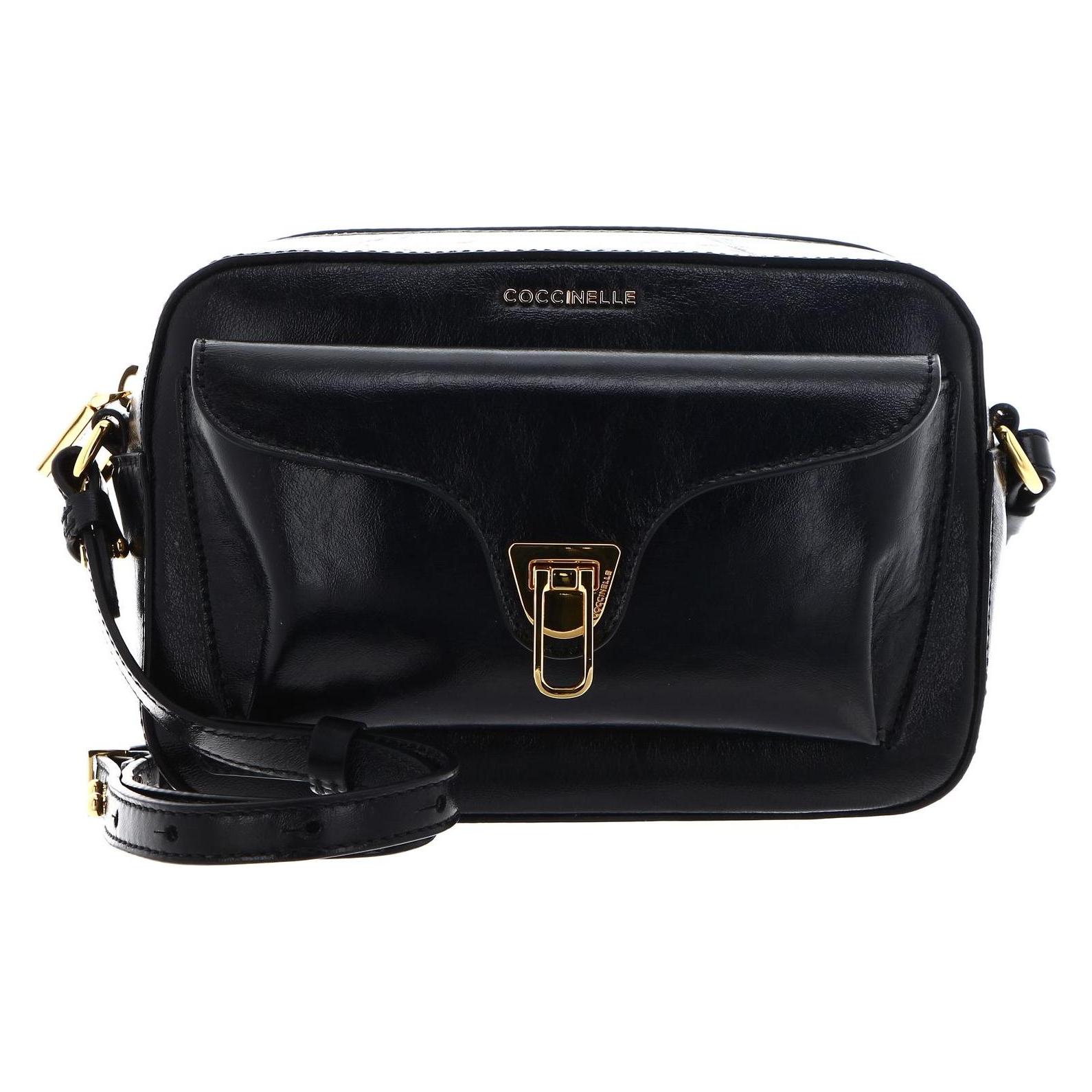 Coccinelle, Damen, Handtasche, Beat Rock Handbag Craquele' Leather, Schwarz