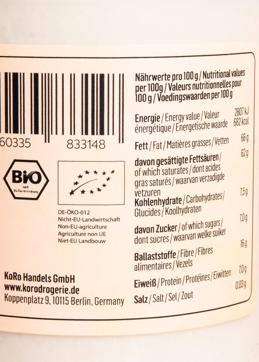 Nutritional values and ingredients KoRo Organic coconut butter (450 g)