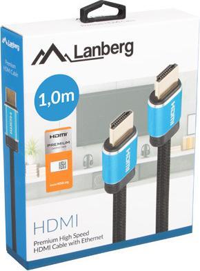 Image du produit Lanberg Câble HDMI M/M V2.0 1,0m 4K 60Hz CU PREMIUM noir (1 m)