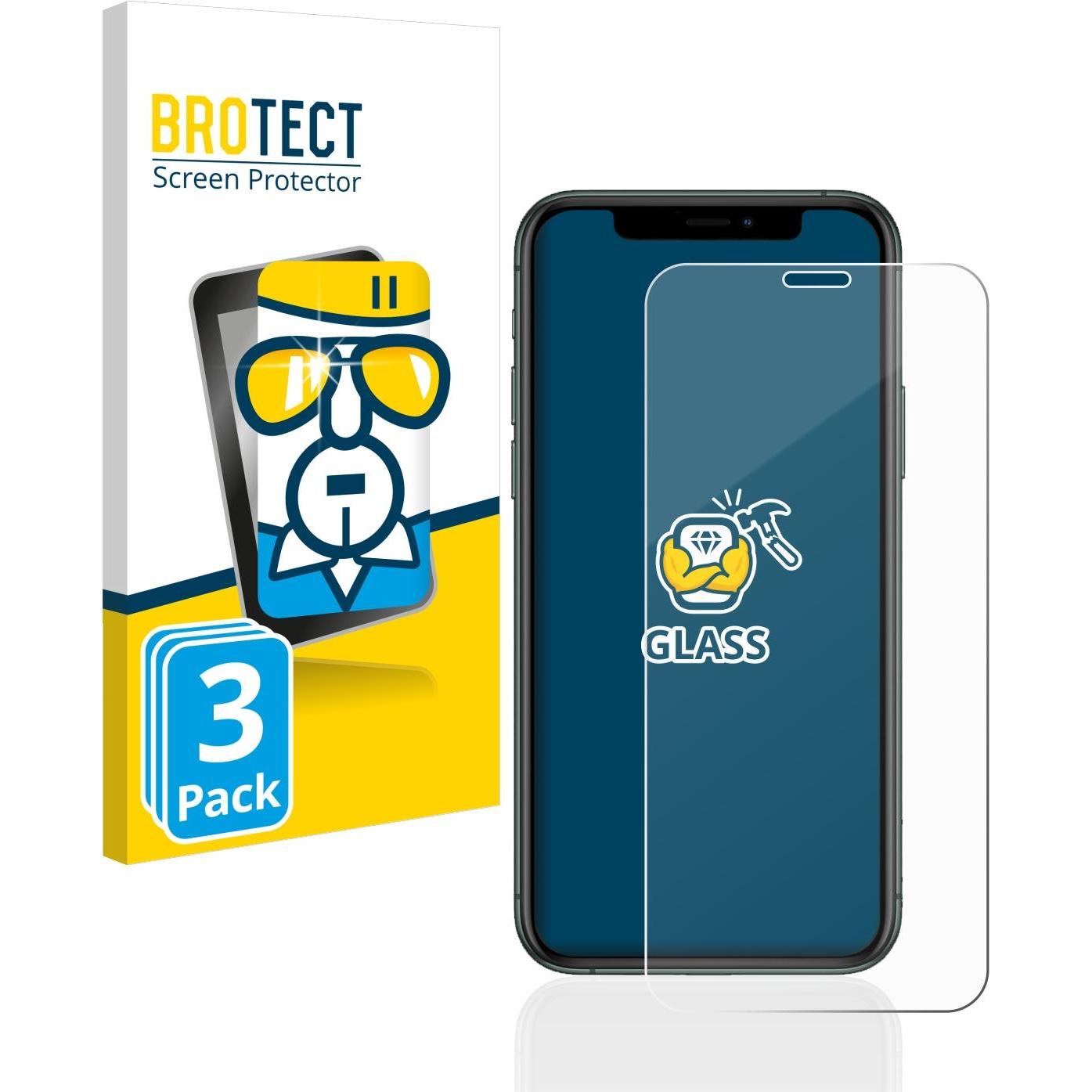 BROTECT Panzerglas Hartglas Displayschutz (3 Stück, Apple iPhone 11 Pro), Smartphone Schutzfolie, Transparent