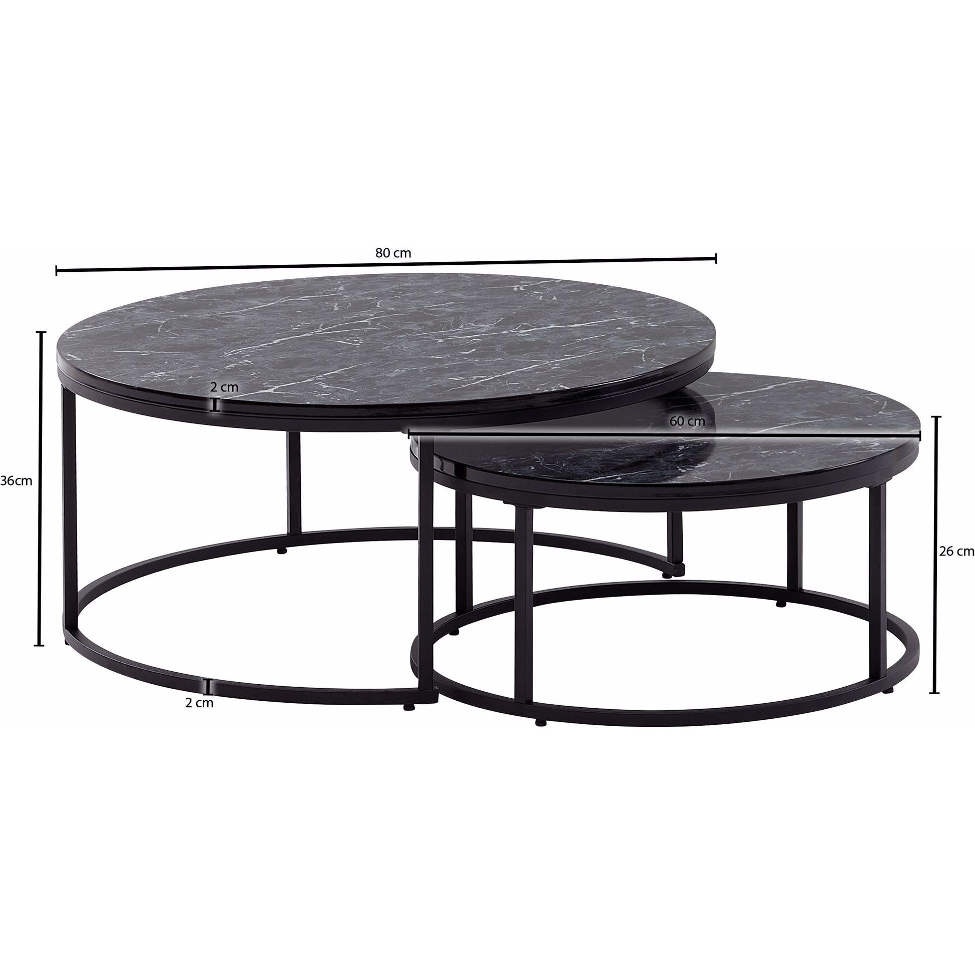 Wohnling, Couchtisch + Beistelltisch, Ethan (80 x 80 x 36 cm)