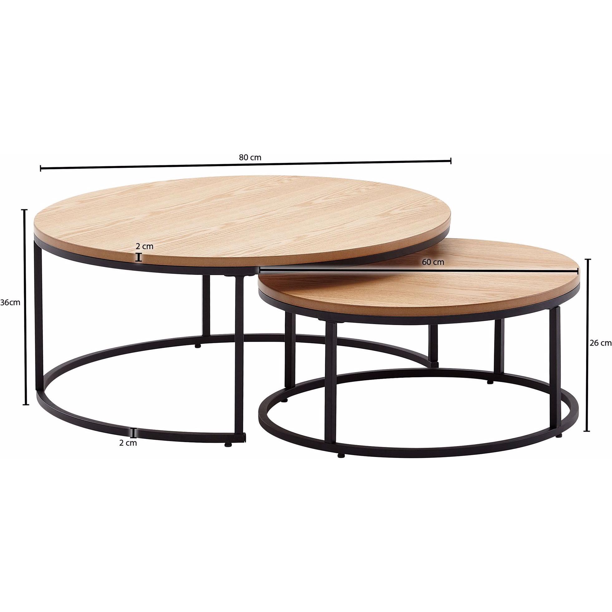 Wohnling, Couchtisch + Beistelltisch, Ethan (80 x 80 x 36 cm)