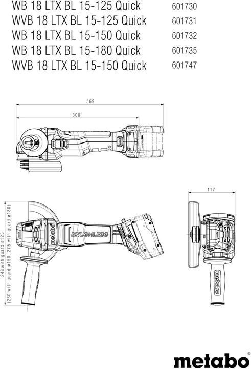 Image du produit Metabo WVB 18 LTX BL 15-125 Quick (125 mm)