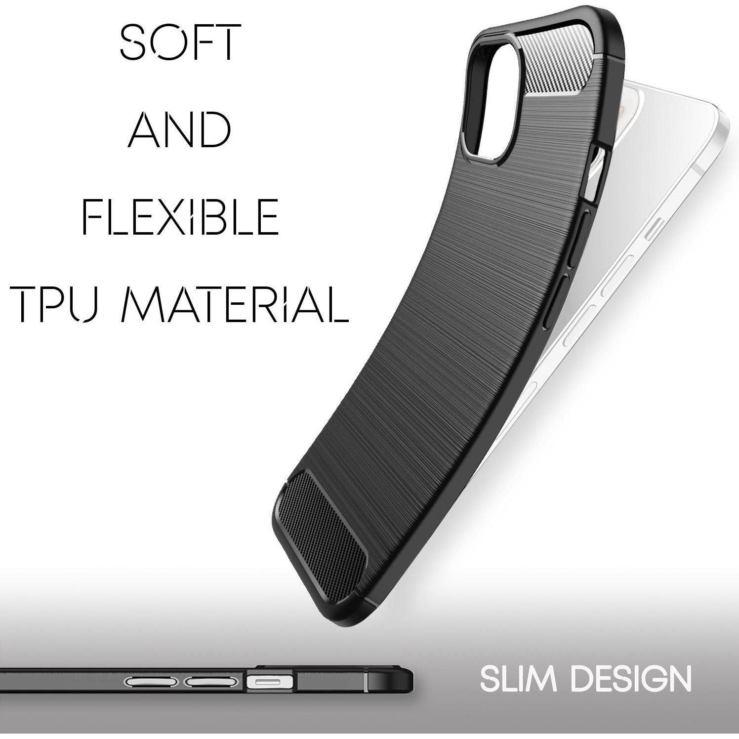 Thumbnail - Nalia Carbon Look Silikon Handyhülle (Apple iPhone 13), Smartphone Hülle, Schwarz