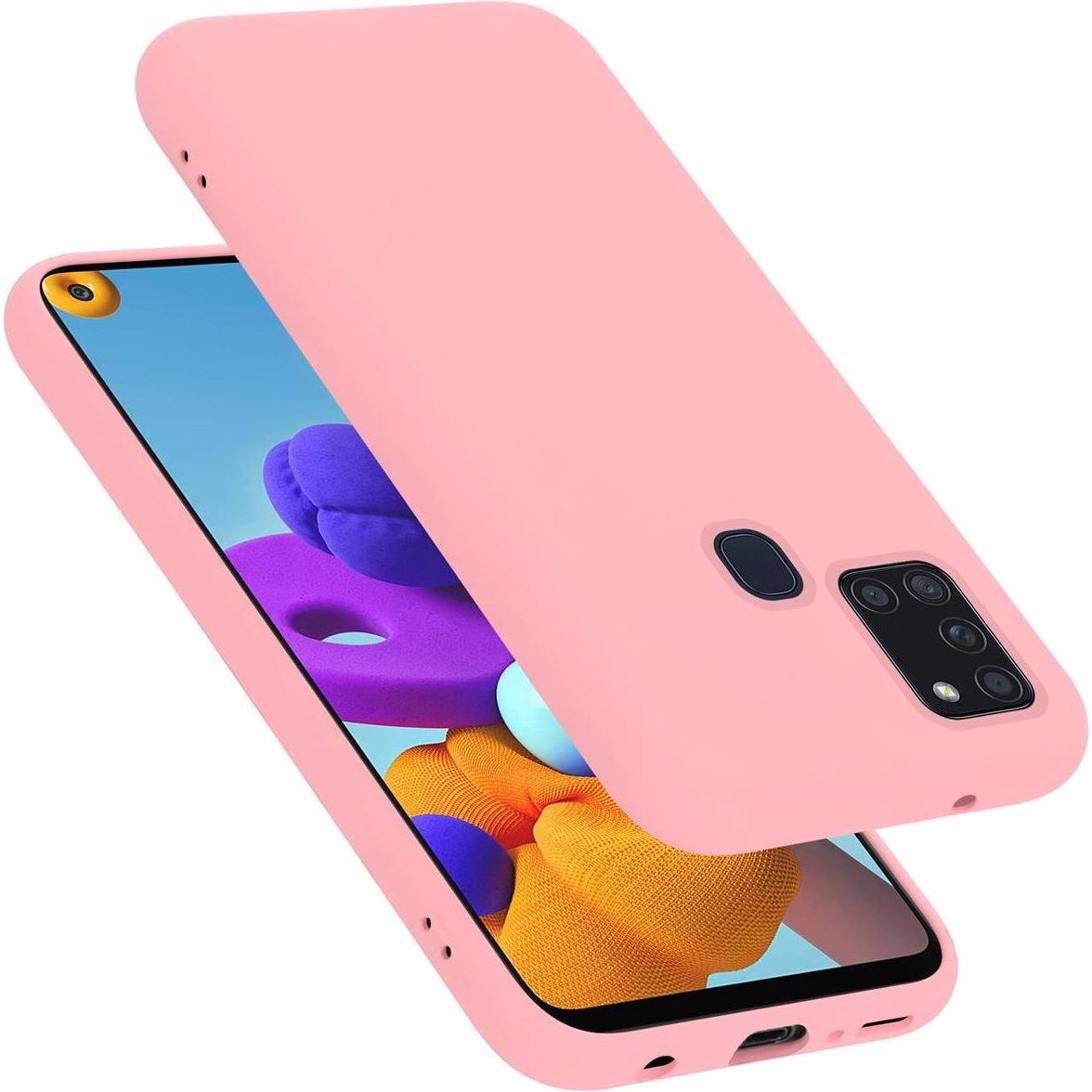 Cadorabo TPU Liquid Silicone Case Cover (Samsung Galaxy A21s), Smartphone Hülle, Rosa