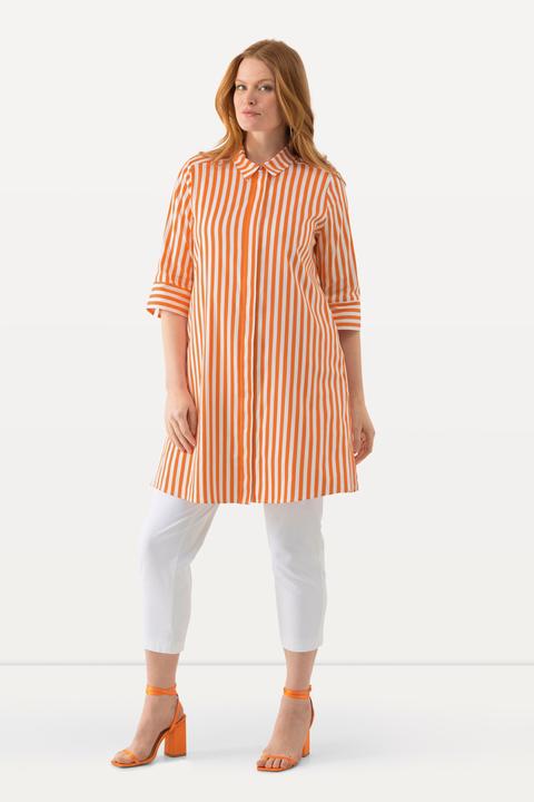 Produktbild Ulla Popken Longbluse, Streifen, A-Linie, Hemdkragen, 3/4-Arm (42, 44)