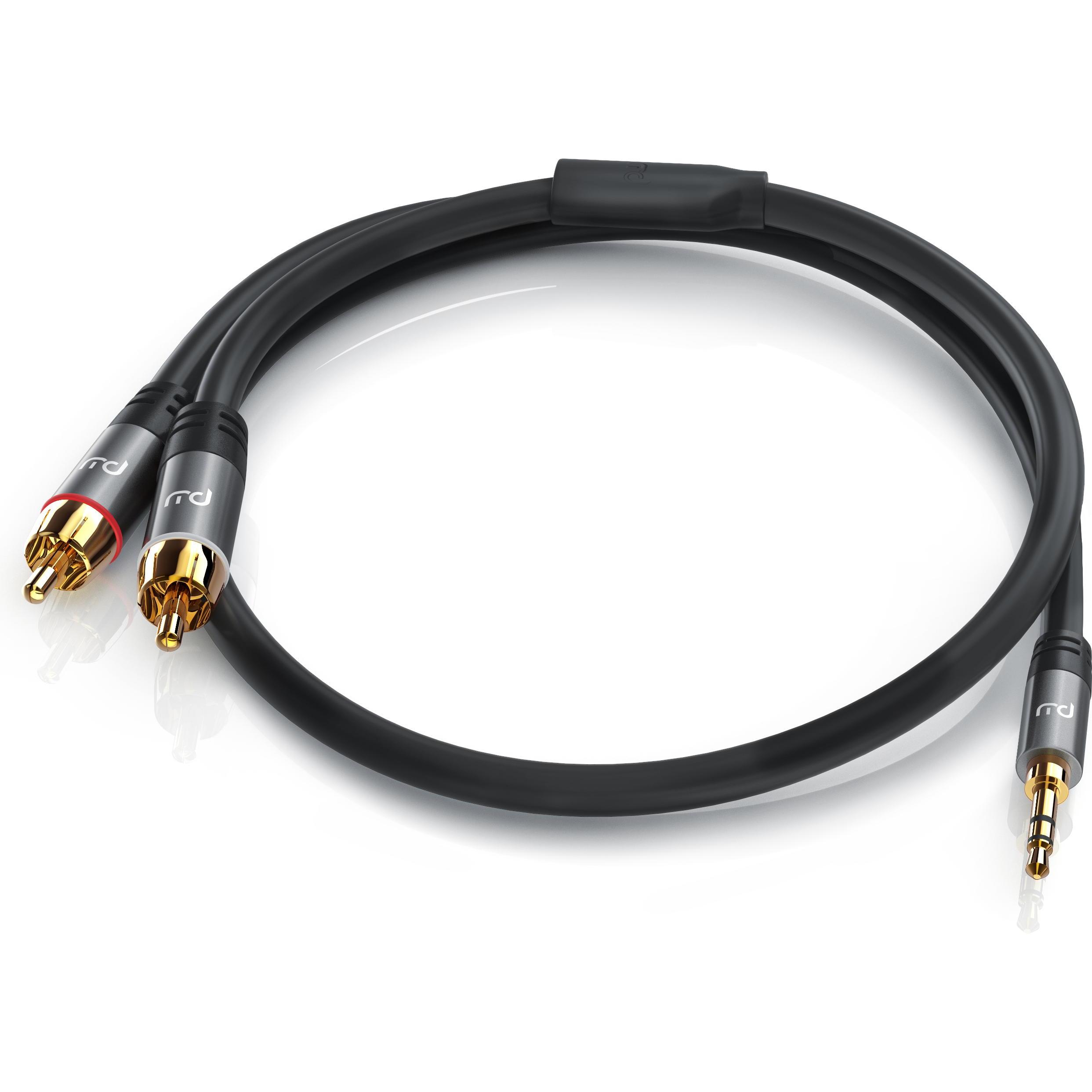 Thumbnail - Primewire Cinchkabel - Cinch zu 3,5mm Klinke Audio Kabel, RCA, AUX, Stereo HiFi Adapter mehrfach geschirmt (7.50 m, 3.5m...