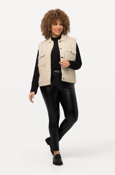 Immagine prodotto Ulla Popken Leggings slim in similpelle con cintura elastica e cuciture decorative (46, 48)