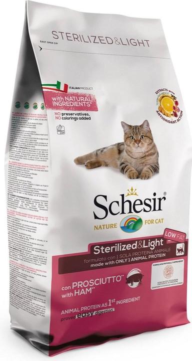 Schesir Adult Sterilized & Light with ham - croquettes pour chat - 10kg (Adulte, 10000 g)