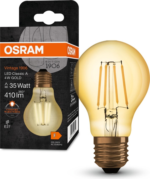 Produktbild Osram Vintage 1906 Led Classic A (E27, 4 W, 410 lm, 1 x, F)