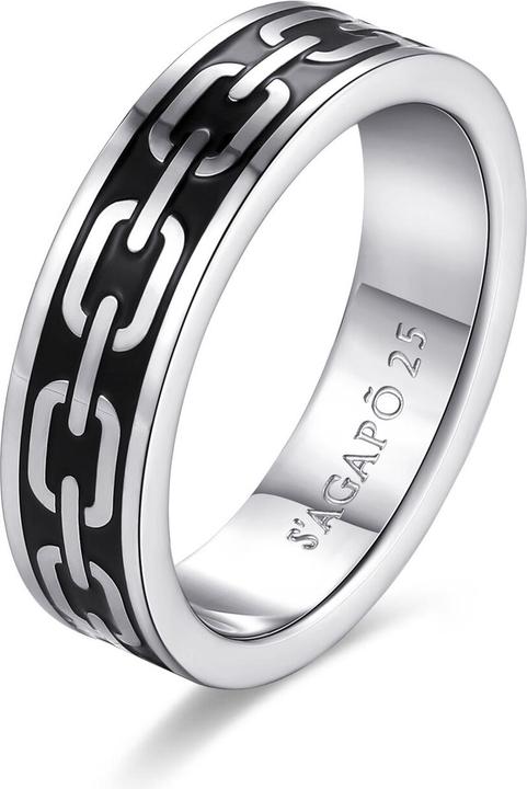 Immagine prodotto Sagapo S'Agapµ - Anello in acciaio massiccio da uomo Ripple SRP37 - Circuito: 59 mm (59)