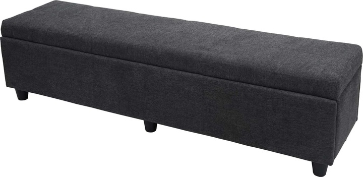 Image du produit Swisshandel24 Coffre de rangement Kriens XXL, banquette Banc, tissu/textile, 45x180x45cm gris foncé (180 cm)
