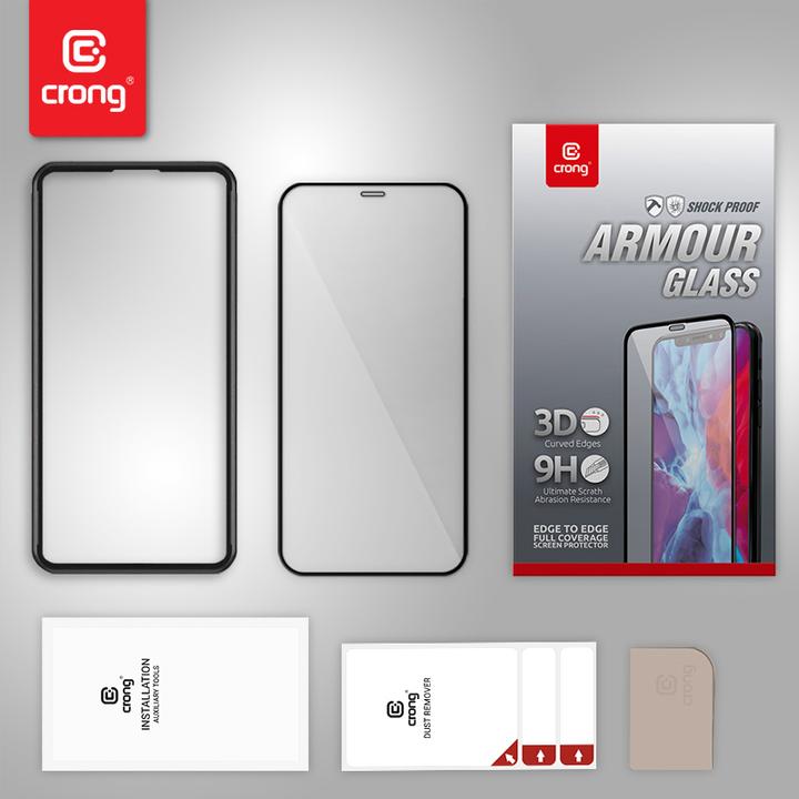 Actual product image Crong Antibacterial 3D Armor Glass 9H Tempered Glass Full Screen iPhone 12 Pro Max + Mounting Frame (1 pcs., Apple iPhone 12 Pro Max)