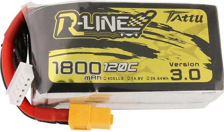 Immagine prodotto Tattu Batteria RC LiPo 1800 mAh 14,8 V 120C R-Line V3.0 (14.80 V, 1800 mAh)