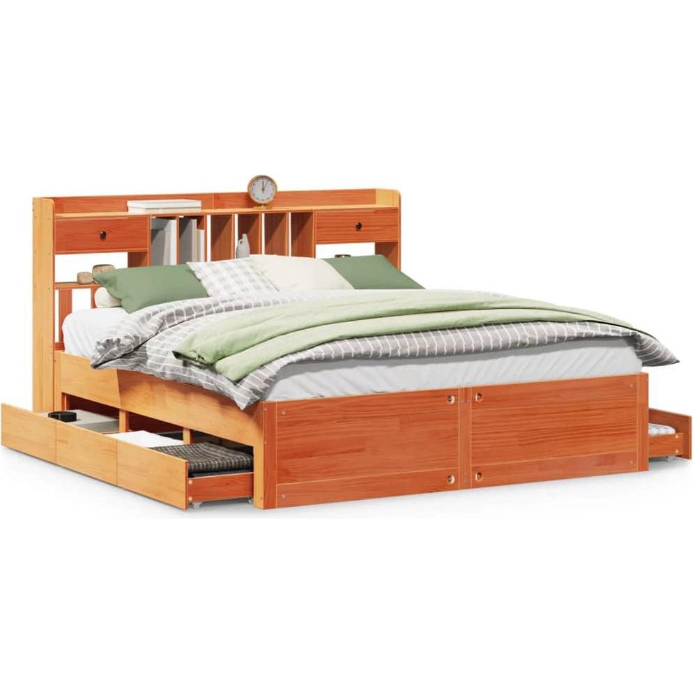 VidaXL, Bett, Massivholzbett Holzbett Bett Doppelbett Bettgestell Wachsbraun 200x200cm (200 x 200 cm)