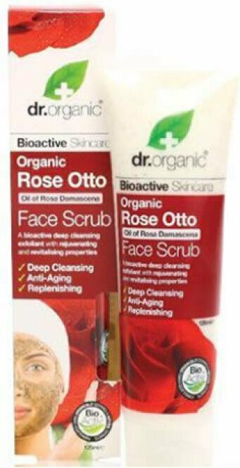 Actual product image Dr. Organic Rose Otto facial scrub 125ml (Cleansing scrub, 125 ml)