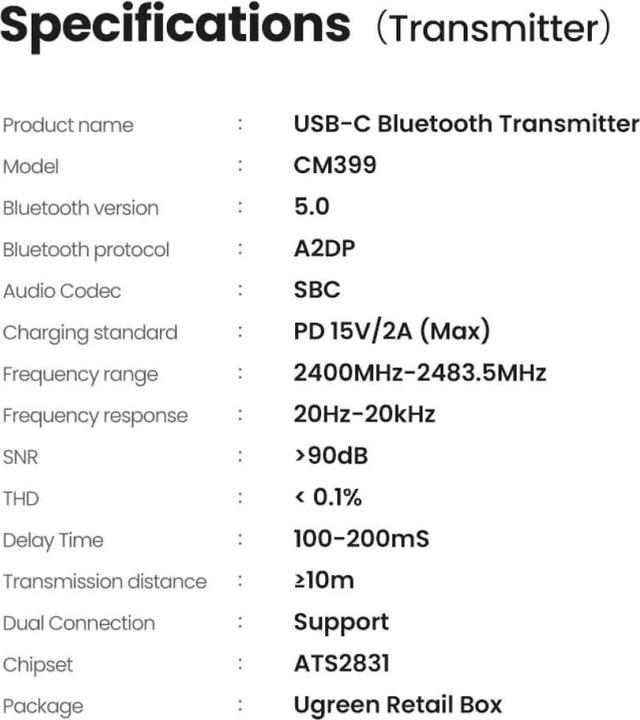 Produktbild Ugreen Bluetooth Transmitter für Nintendo Switch & Sony Playstation