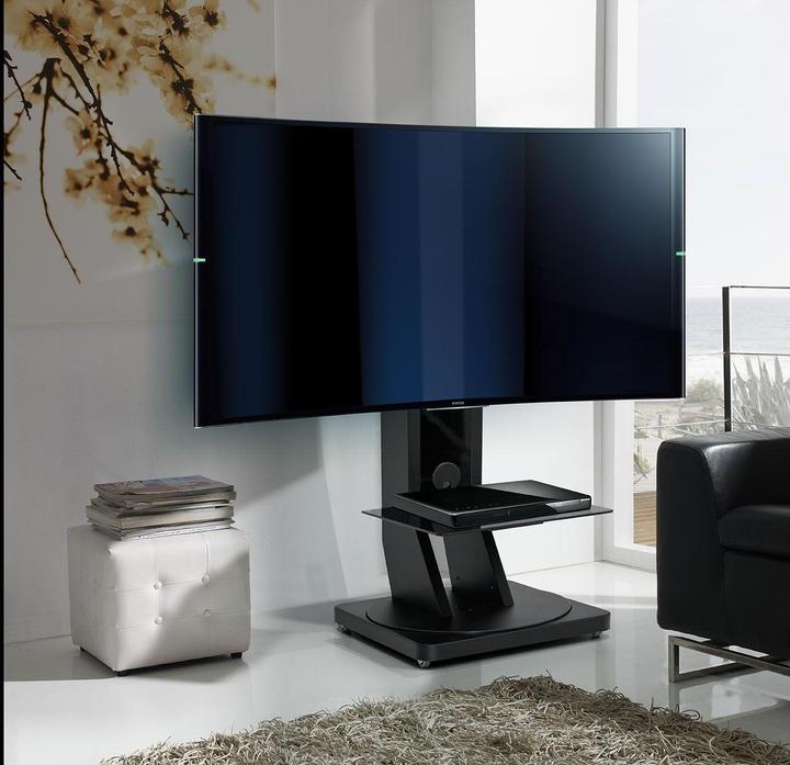 Image du produit Gisan Support TV sur roulettes dissimulées, jusqu'à 75" et 55kg, réglable en hauteur et pivotant, noir (55 kg)