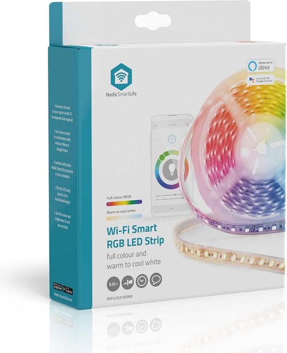 Actual product image Nedis SmartLife LED-Streifen | Wi-Fi | Kaltweiss / RGB / Warmweiss | SMD | 5.00 m | IP21 | 2700 - 65 (Cold White, RGB, Warm white, 500 cm, Indoor)