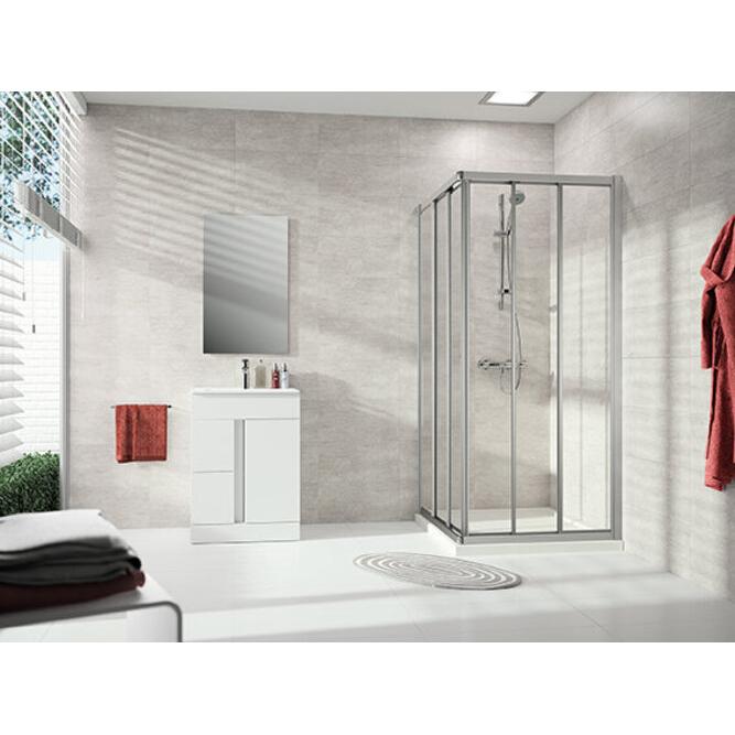 Hüppe, Duschkabine + Duschwand, Alpha 2 Gleittüreckeinstieg, 3-teilig, 4-Eck, vollgerahmt, 900x900x1900mm (204 cm, 89 cm...