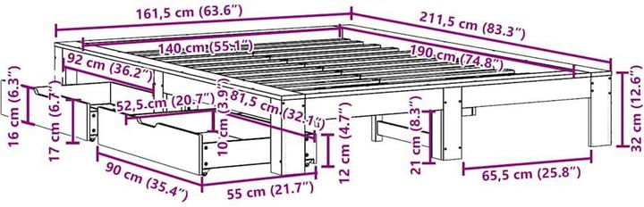 Image du produit vidaXL Bettrahmen (140 x 190 cm)